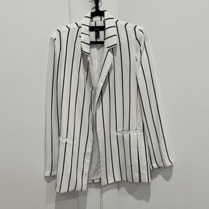 White and Black Striped Blazer
